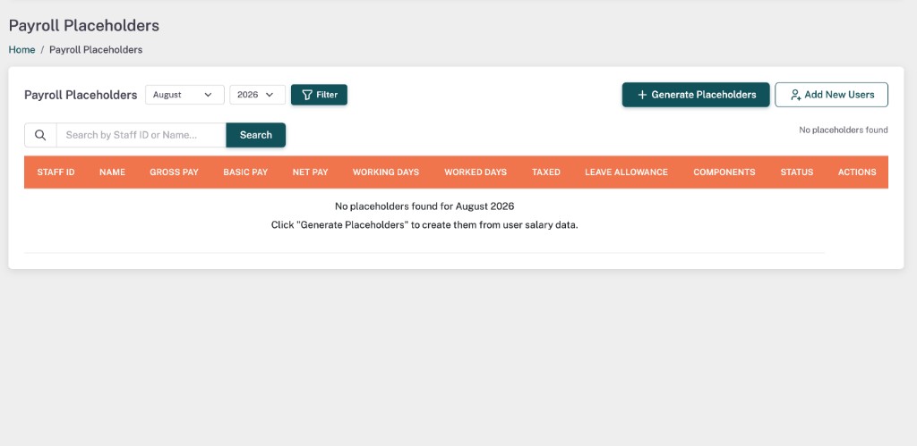 Pax HR Payroll Placeholders